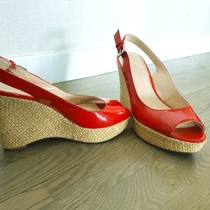 Size 8.5 Red Peep Toe Franco Sarto Wedges